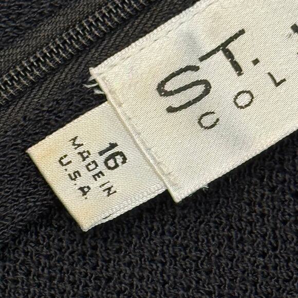 St John Collection Dress Women’s 16 Black Sleeveless Knit Pleated USA Classic - Picture 10 of 10